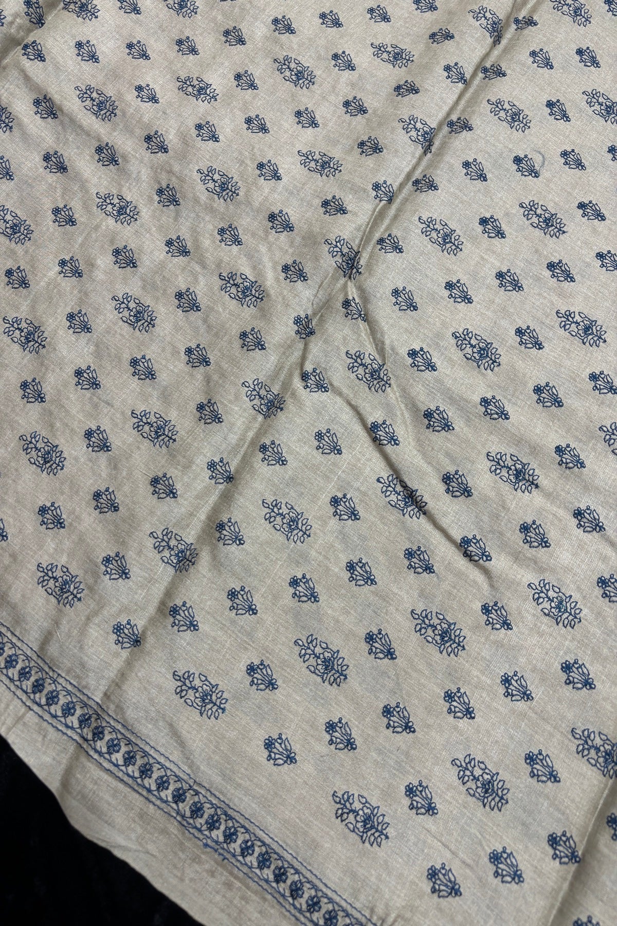Cypress Floral Buta Embroidered Pure Tussar Fabric