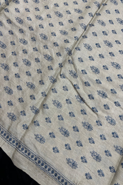 Cypress Floral Buta Embroidered Pure Tussar Fabric