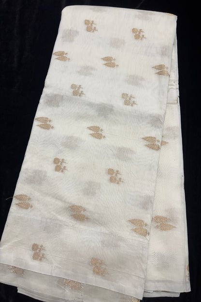 Twin Pines Zari Woven Pure Chanderi SIlk Fabric