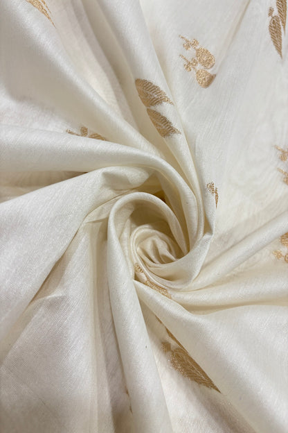 Twin Pines Zari Woven Pure Chanderi SIlk Fabric