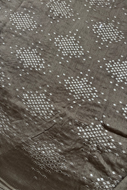 Logenze Shaped Mirror Embroidered Pure Banglore Silk Fabric