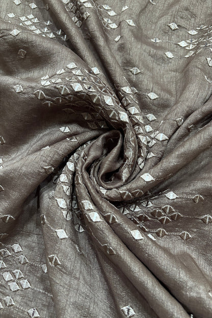 Logenze Shaped Mirror Embroidered Pure Banglore Silk Fabric
