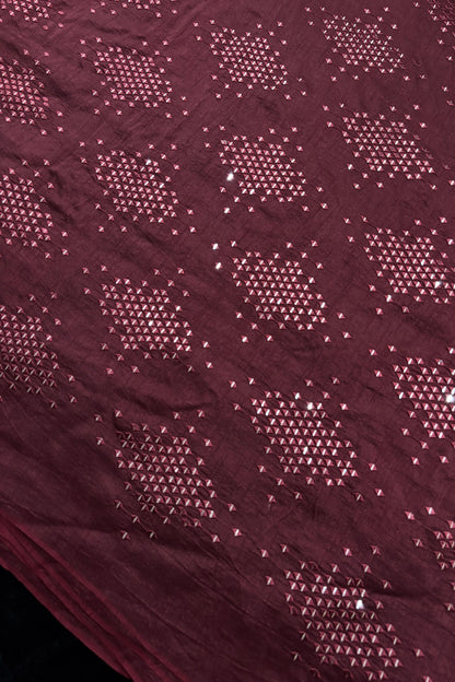 Logenze Shaped Mirror Embroidered Pure Banglore Silk Fabric