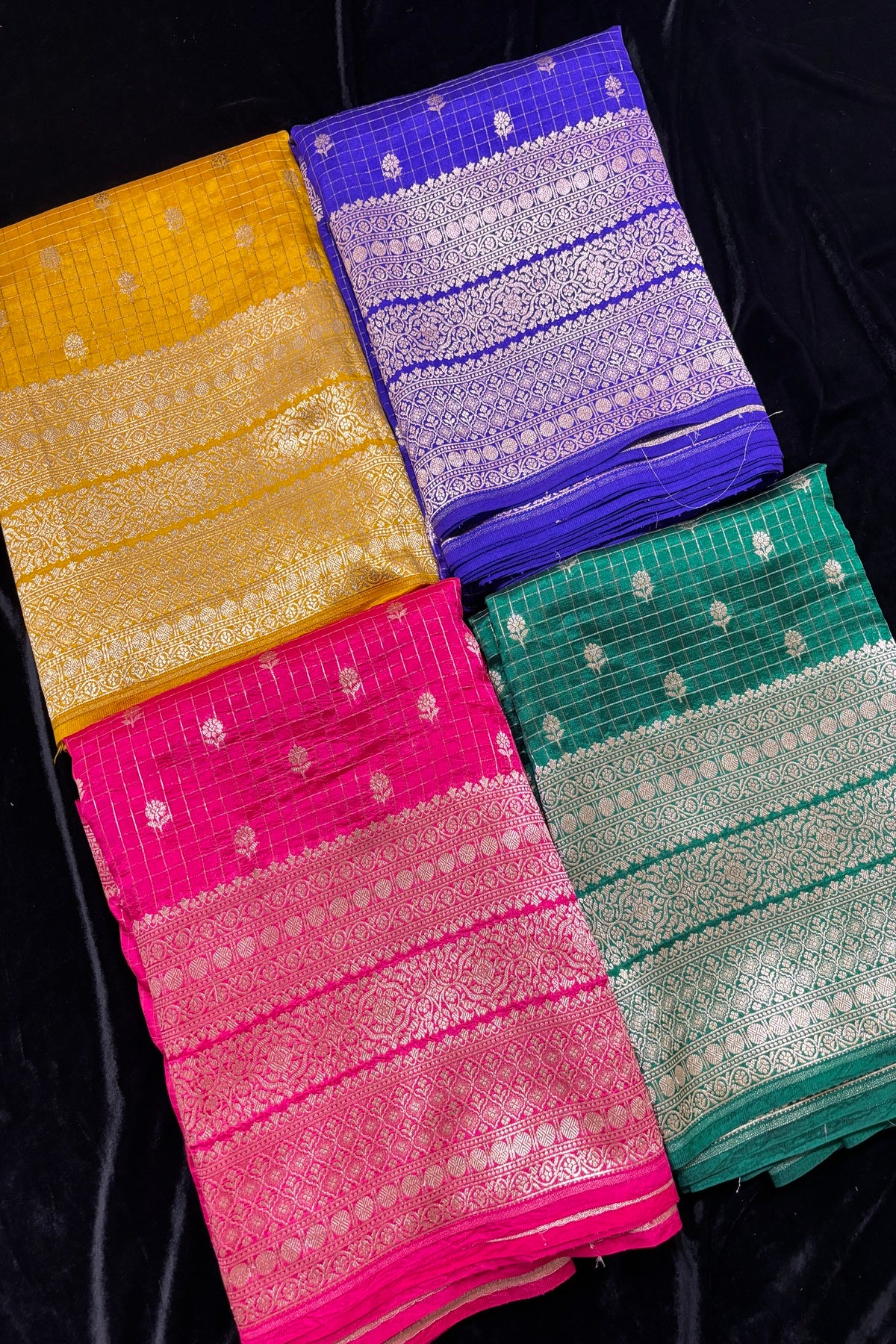 Vintage Checks Pure Banaras Silk Lehenga Fabric