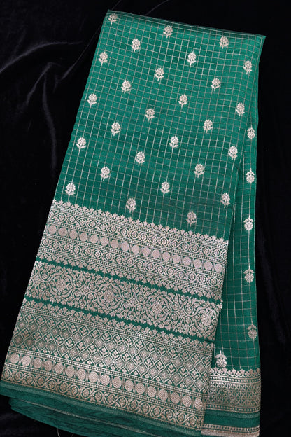 Vintage Checks Pure Banaras Silk Lehenga Fabric