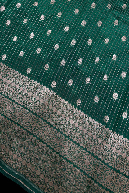 Vintage Checks Pure Banaras Silk Lehenga Fabric