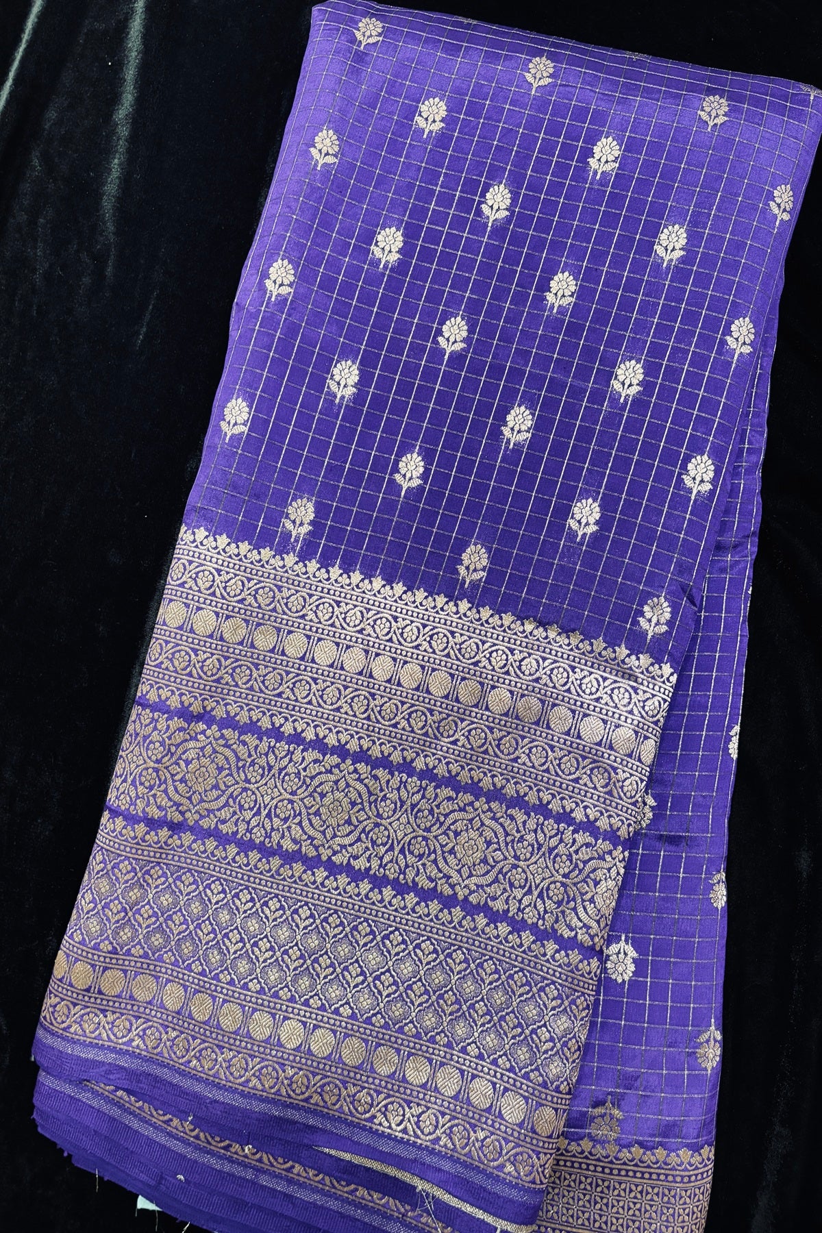 Vintage Checks Pure Banaras Silk Lehenga Fabric