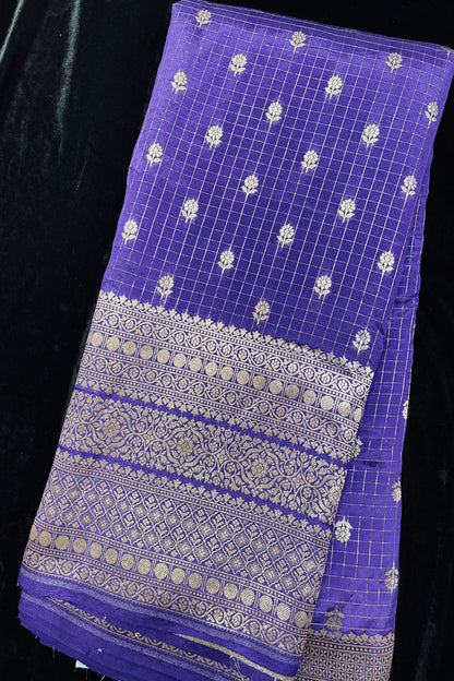 Vintage Checks Pure Banaras Silk Lehenga Fabric