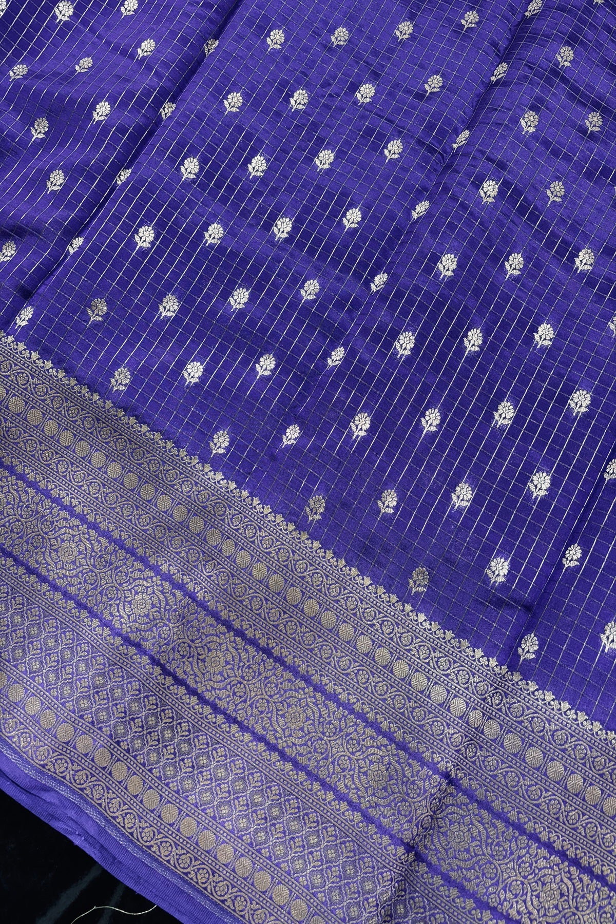 Vintage Checks Pure Banaras Silk Lehenga Fabric