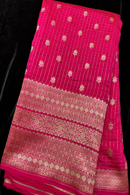 Vintage Checks Pure Banaras Silk Lehenga Fabric