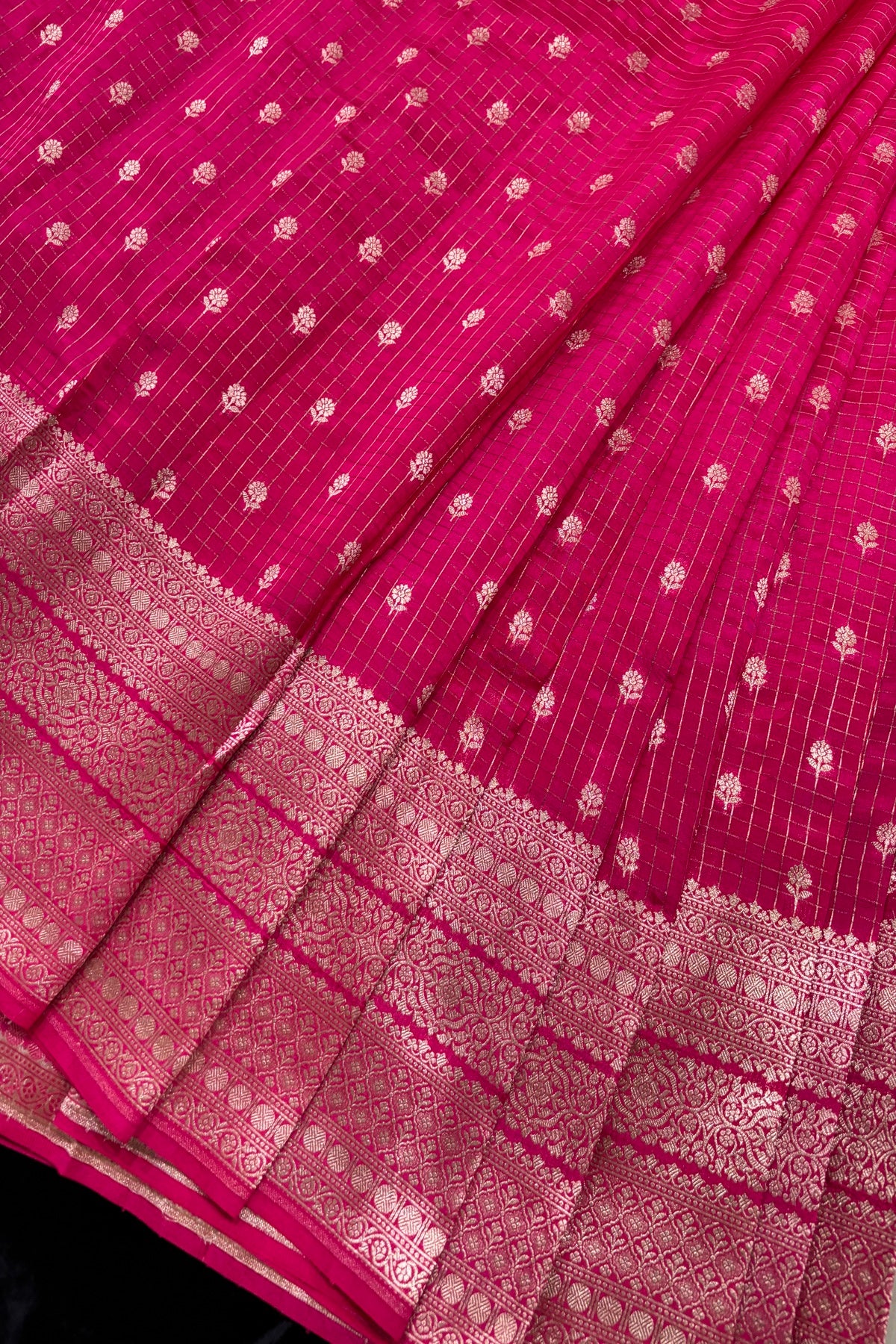 Vintage Checks Pure Banaras Silk Lehenga Fabric