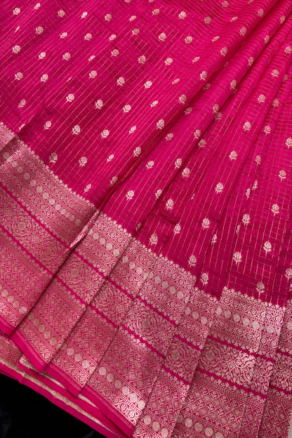 Vintage Checks Pure Banaras Silk Lehenga Fabric