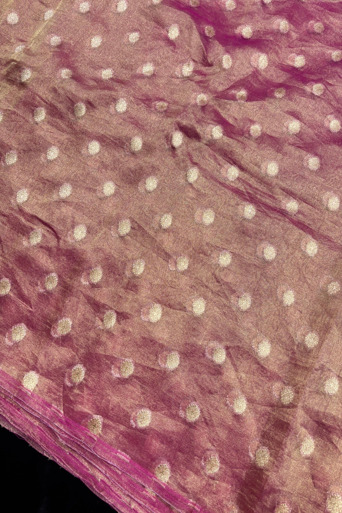 Golden Zari Woven Floral Buttas Pure Tissue Organza Fabric