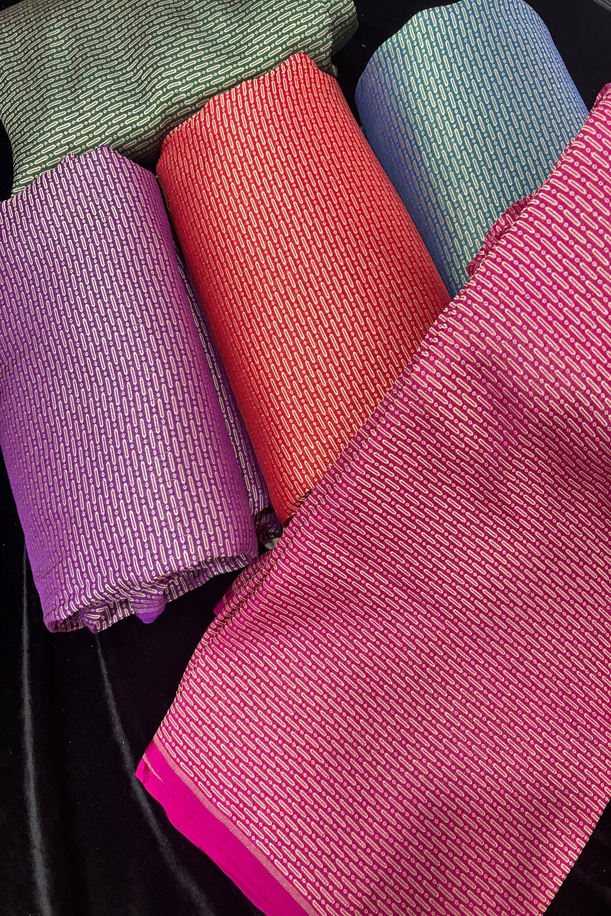 Cell Patterned Pure Banaras Satin Katan Tissue Fabric