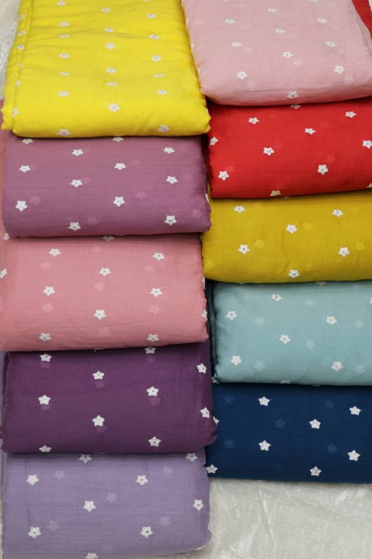 Miniature Flower Embroidered Mul Cotton Fabric