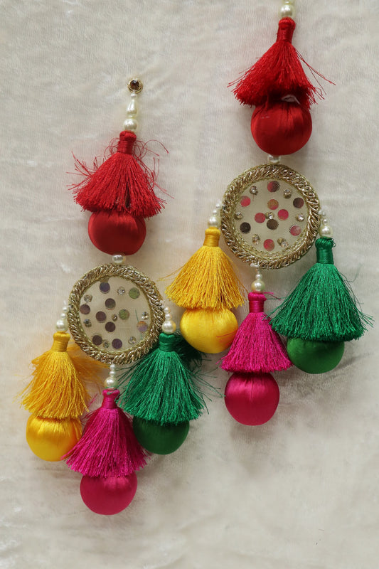 Dark Multi Thread Mesh Worked Lehenga Latkans