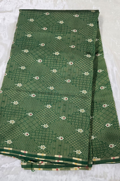 Pure Banaras Geometric Woven Tissue Fabric With Meenakari Motifs