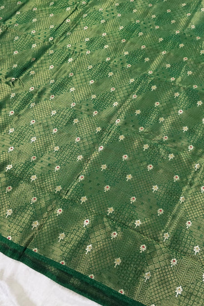 Pure Banaras Geometric Woven Tissue Fabric With Meenakari Motifs