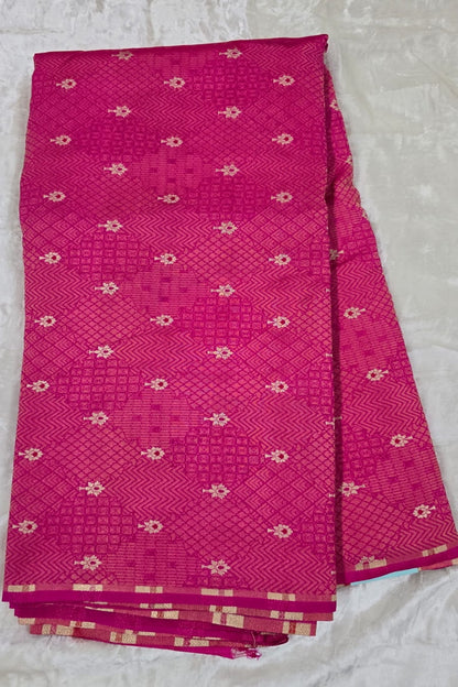 Pure Banaras Geometric Woven Tissue Fabric With Meenakari Motifs