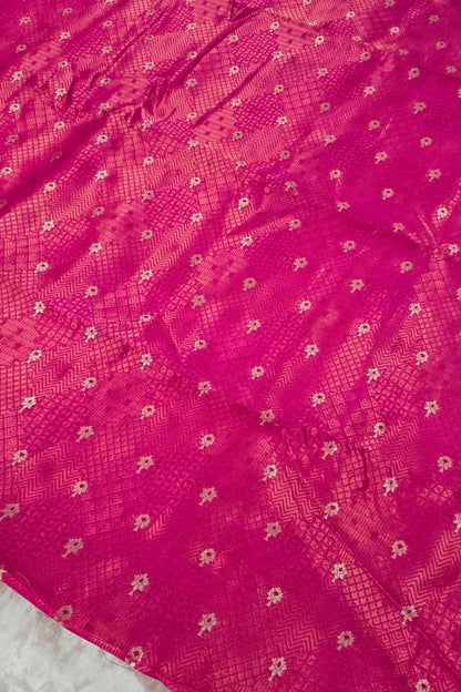 Pure Banaras Geometric Woven Tissue Fabric With Meenakari Motifs