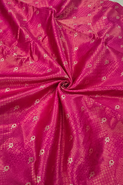 Pure Banaras Geometric Woven Tissue Fabric With Meenakari Motifs