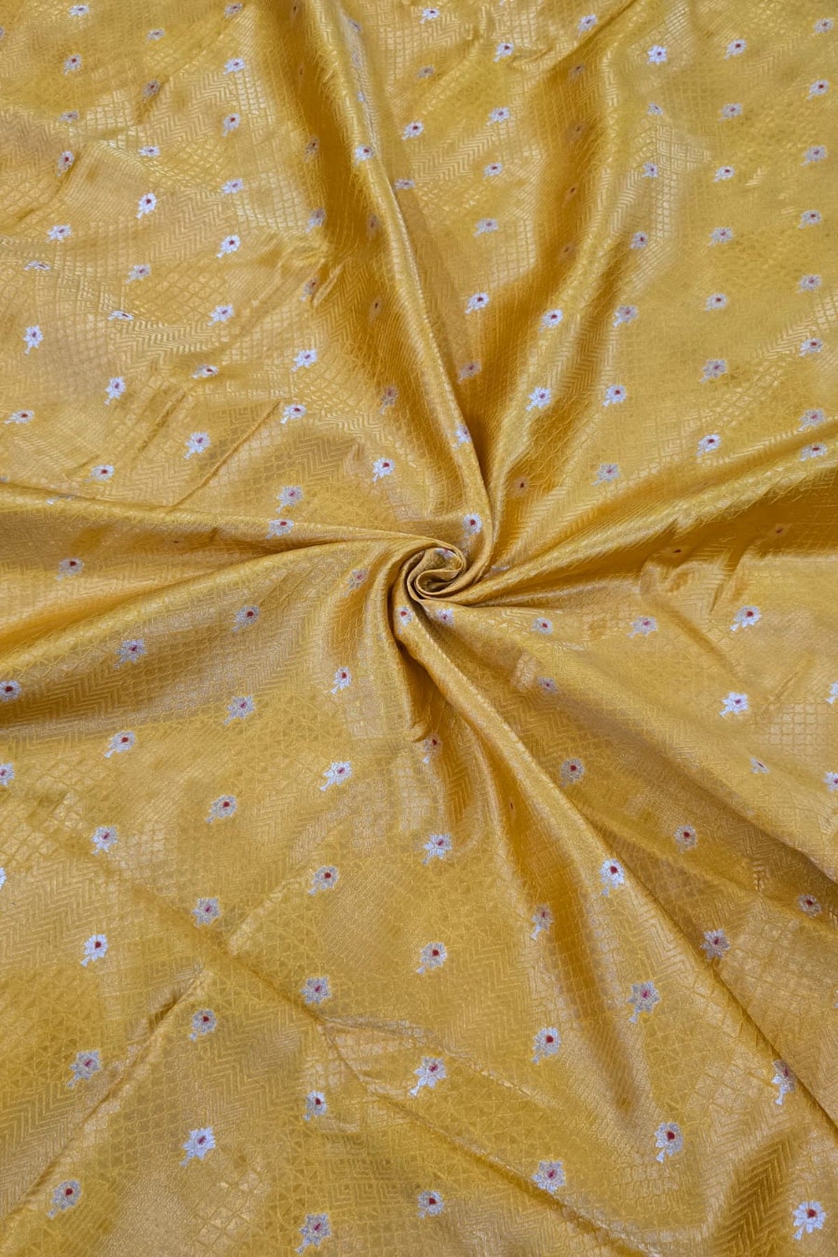 Pure Banaras Geometric Woven Tissue Fabric With Meenakari Motifs