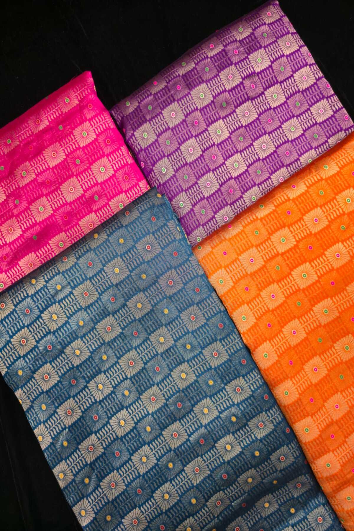 Jacquard With Chex Meenakari Woven Pure Silk Fabric