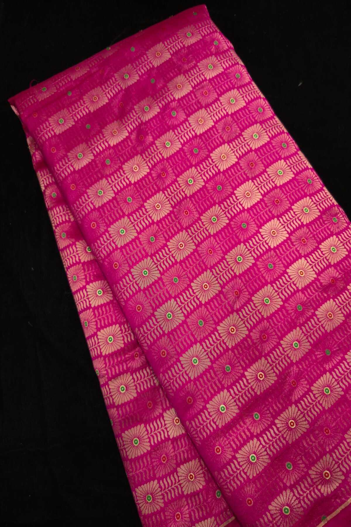 Jacquard With Chex Meenakari Woven Pure Silk Fabric