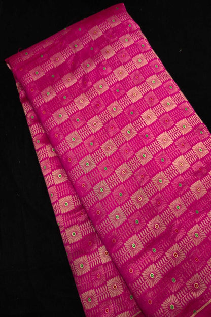 Jacquard With Chex Meenakari Woven Pure Silk Fabric