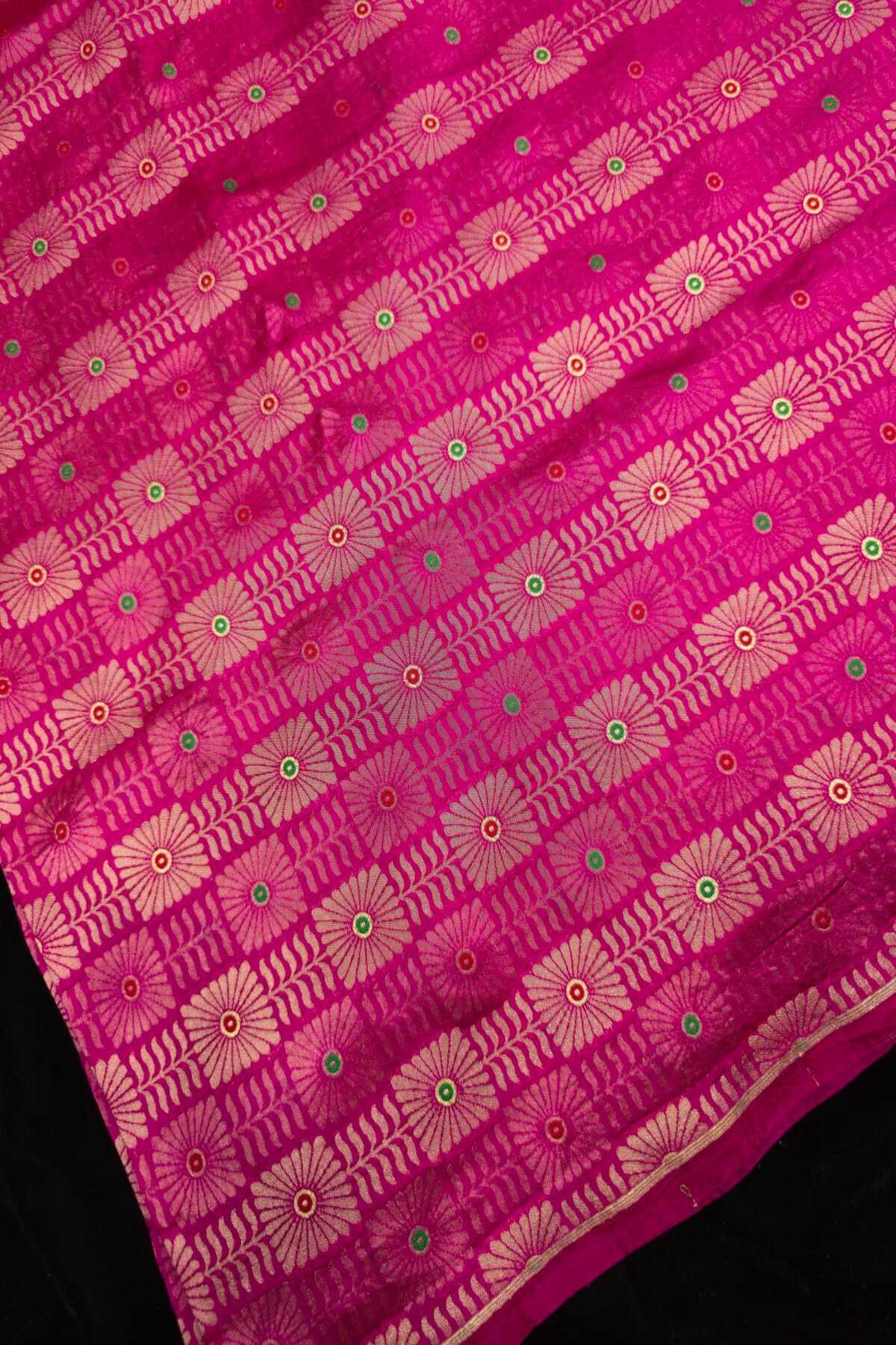 Jacquard With Chex Meenakari Woven Pure Silk Fabric