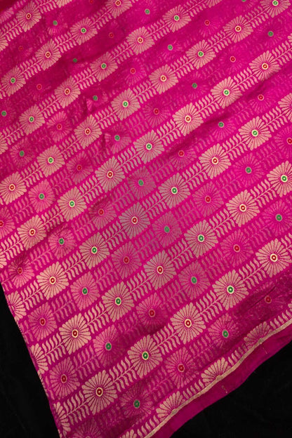 Jacquard With Chex Meenakari Woven Pure Silk Fabric