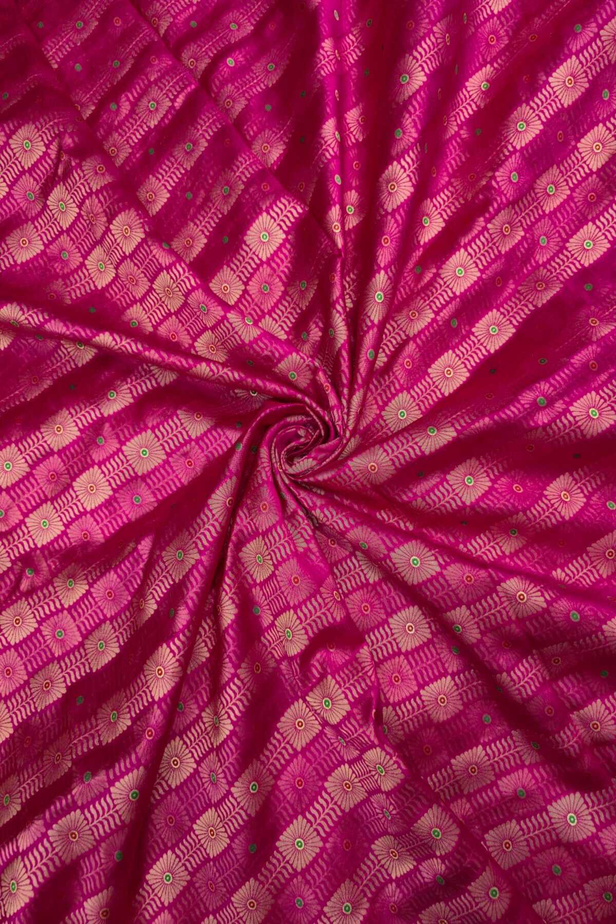 Jacquard With Chex Meenakari Woven Pure Silk Fabric