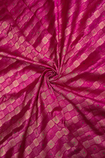 Jacquard With Chex Meenakari Woven Pure Silk Fabric
