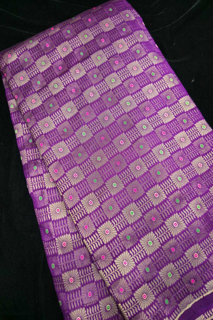 Jacquard With Chex Meenakari Woven Pure Silk Fabric