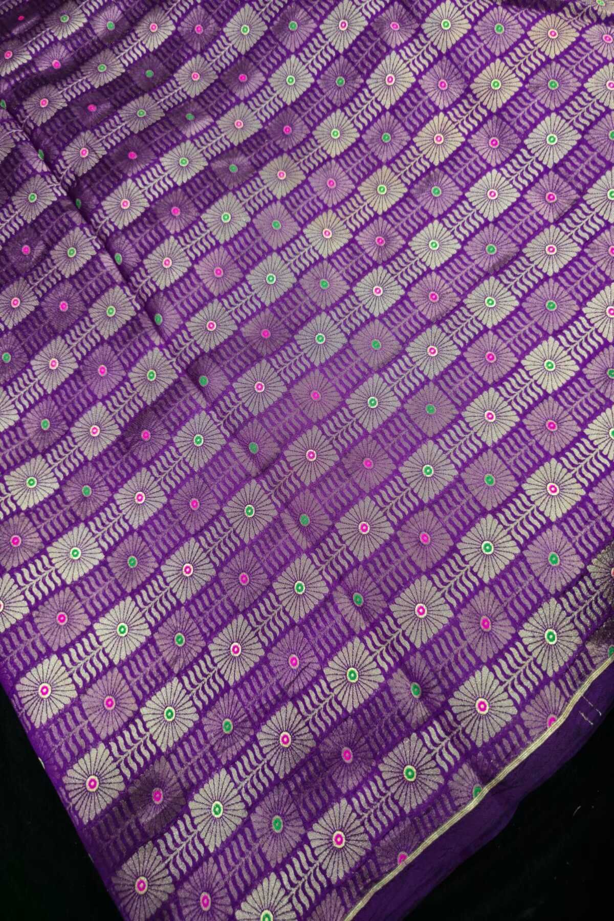 Jacquard With Chex Meenakari Woven Pure Silk Fabric
