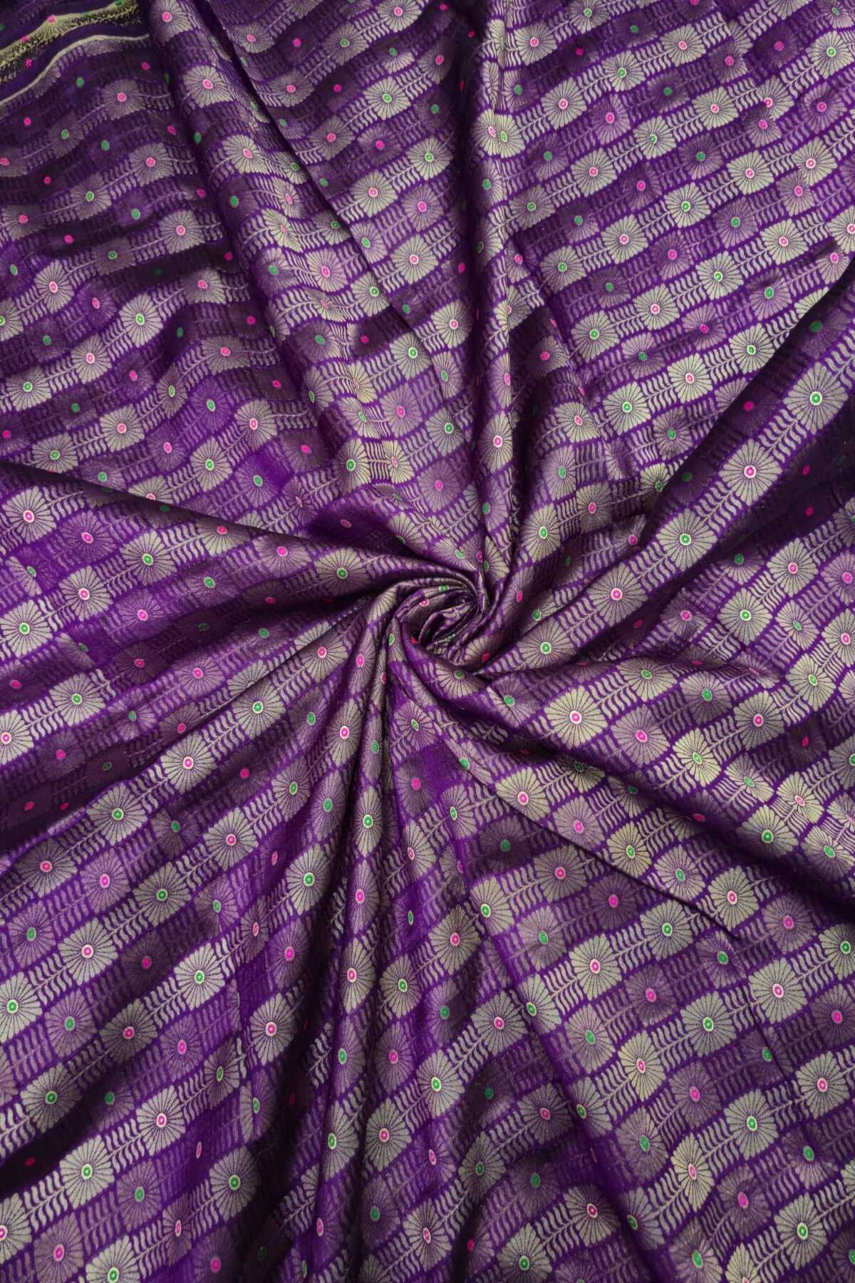 Jacquard With Chex Meenakari Woven Pure Silk Fabric