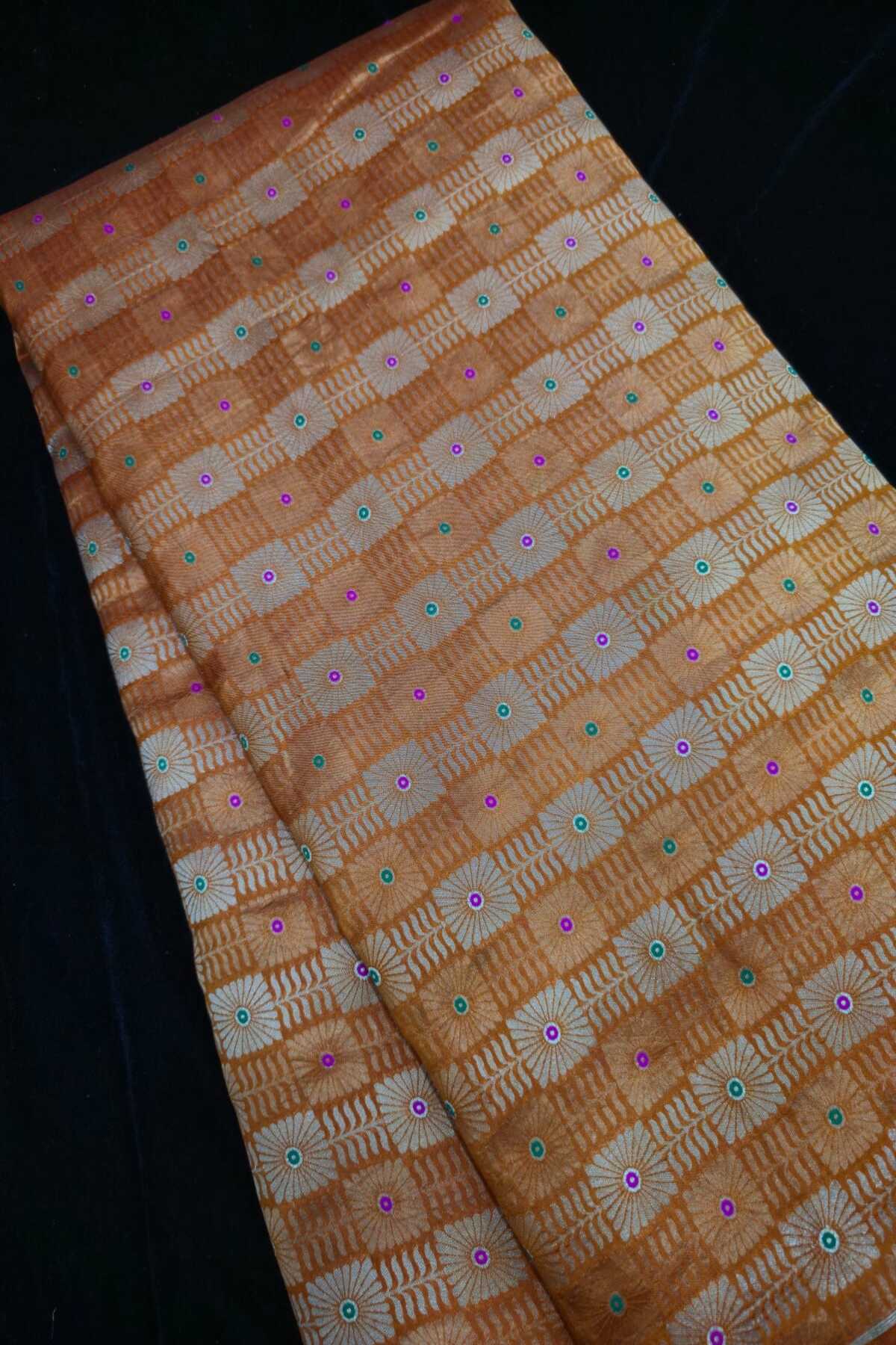 Jacquard With Chex Meenakari Woven Pure Silk Fabric