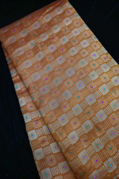 Jacquard With Chex Meenakari Woven Pure Silk Fabric