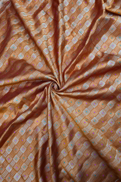 Jacquard With Chex Meenakari Woven Pure Silk Fabric