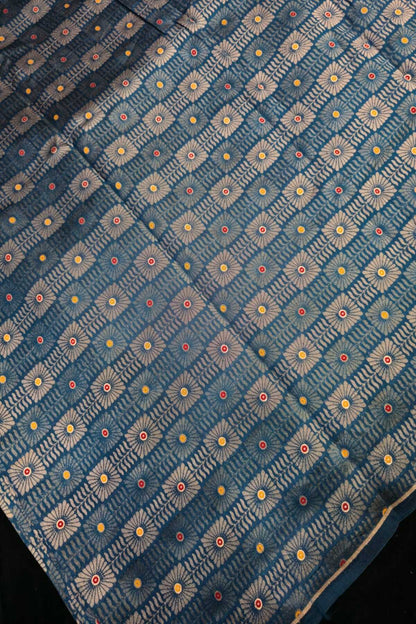 Jacquard With Chex Meenakari Woven Pure Silk Fabric