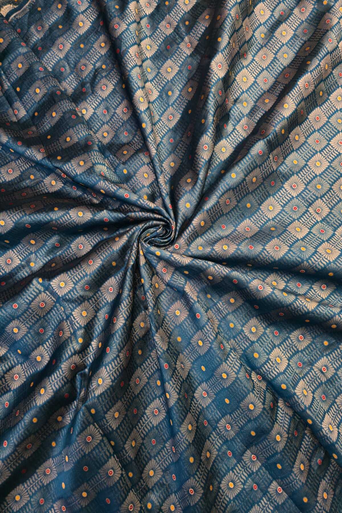 Jacquard With Chex Meenakari Woven Pure Silk Fabric