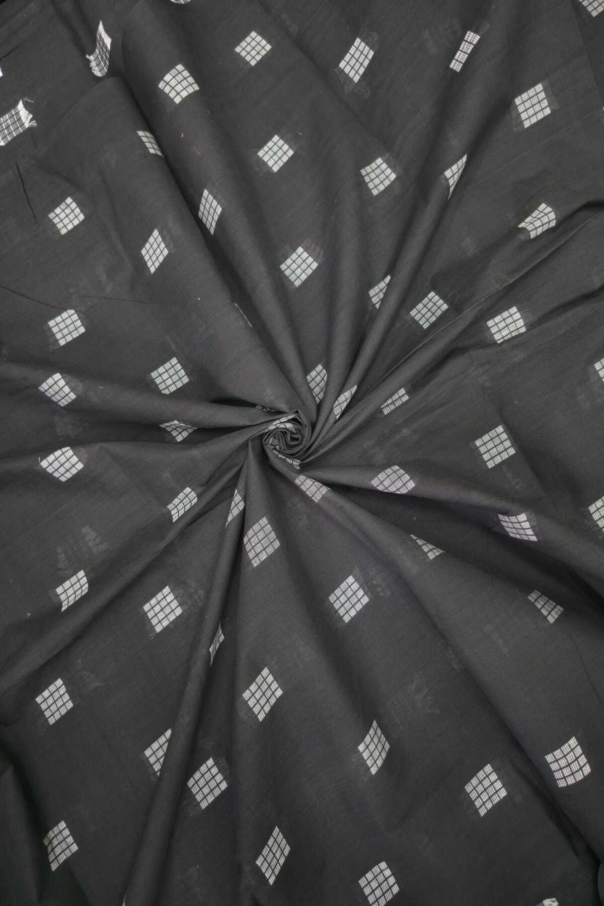White Mini Square Carton Checked Woven Pure Cotton Fabric