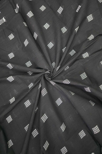 White Mini Square Carton Checked Woven Pure Cotton Fabric