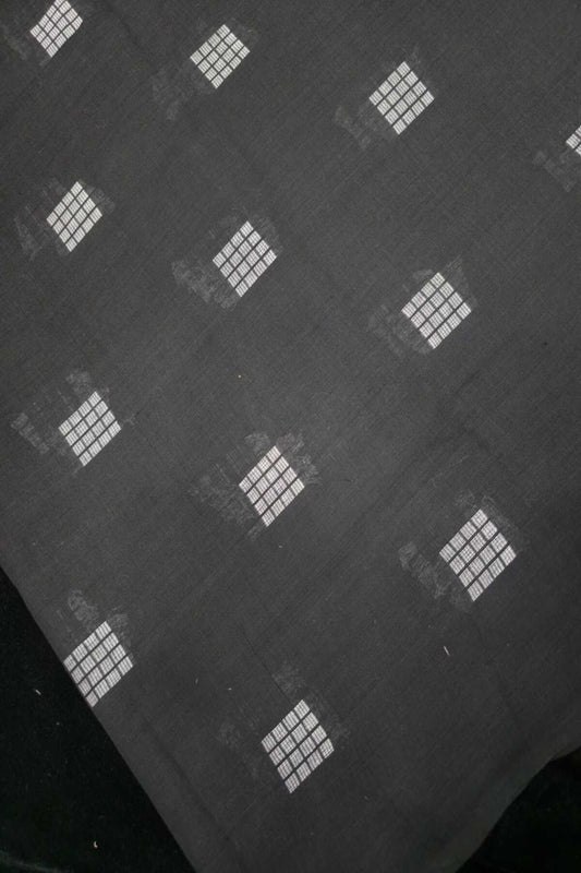 White Mini Square Carton Checked Woven Pure Cotton Fabric