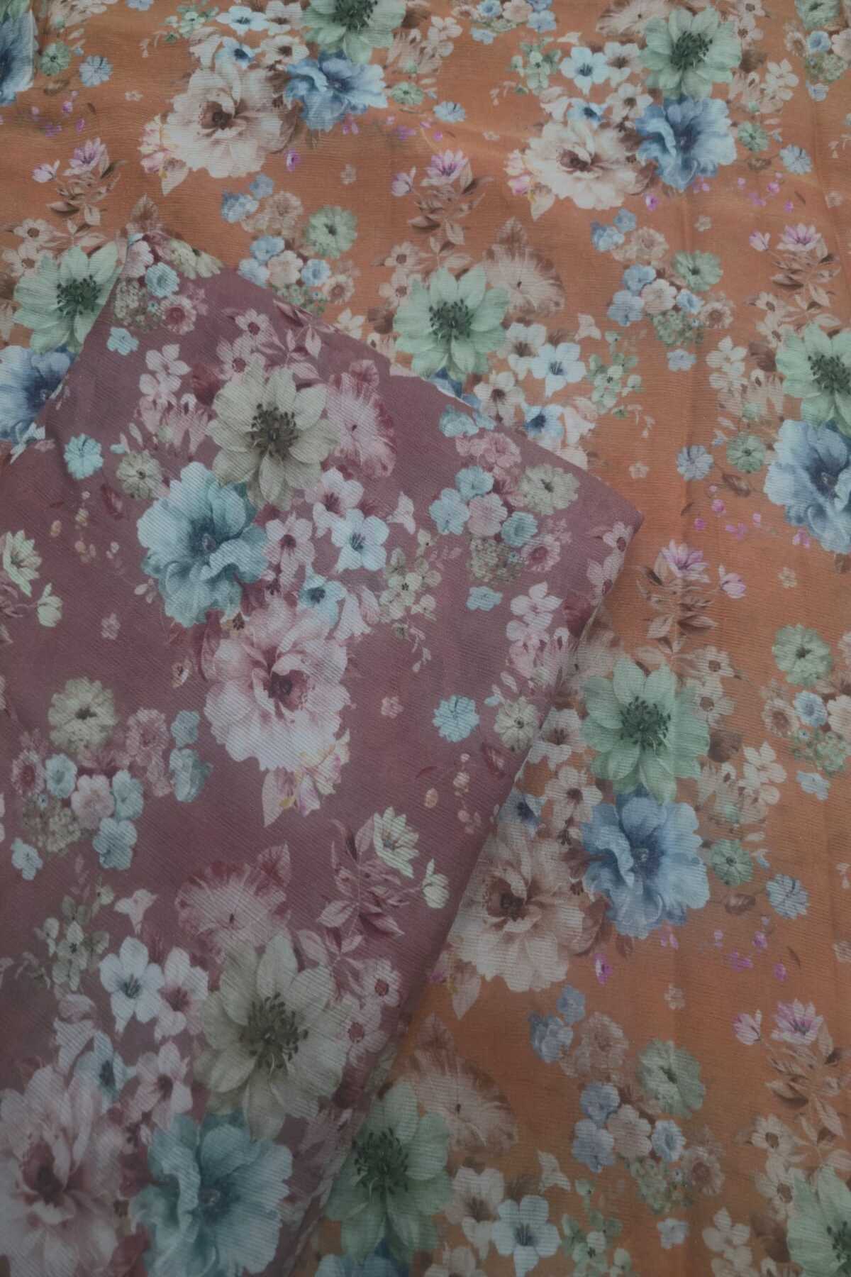 Corsage  Printed Pure Wrinkled Chinon Tissue Fabric