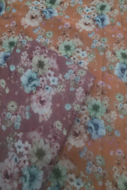 Corsage  Printed Pure Wrinkled Chinon Tissue Fabric