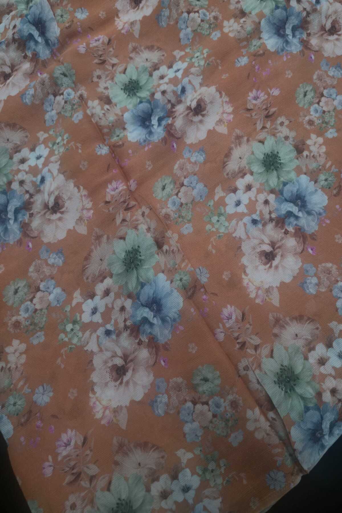 Corsage  Printed Pure Wrinkled Chinon Tissue Fabric