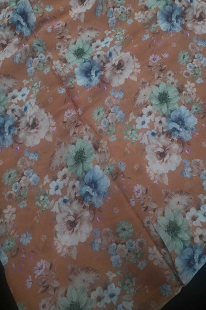 Corsage  Printed Pure Wrinkled Chinon Tissue Fabric