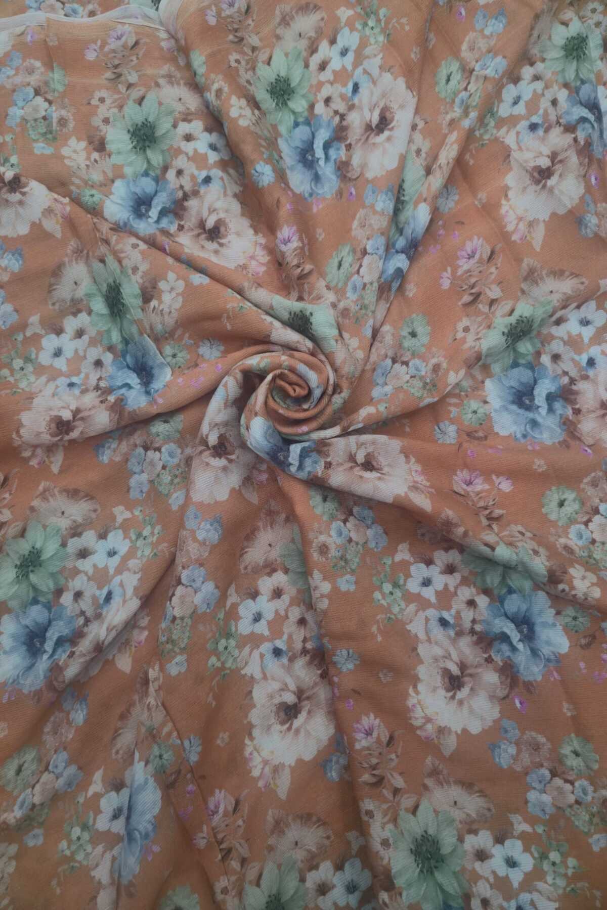 Corsage  Printed Pure Wrinkled Chinon Tissue Fabric