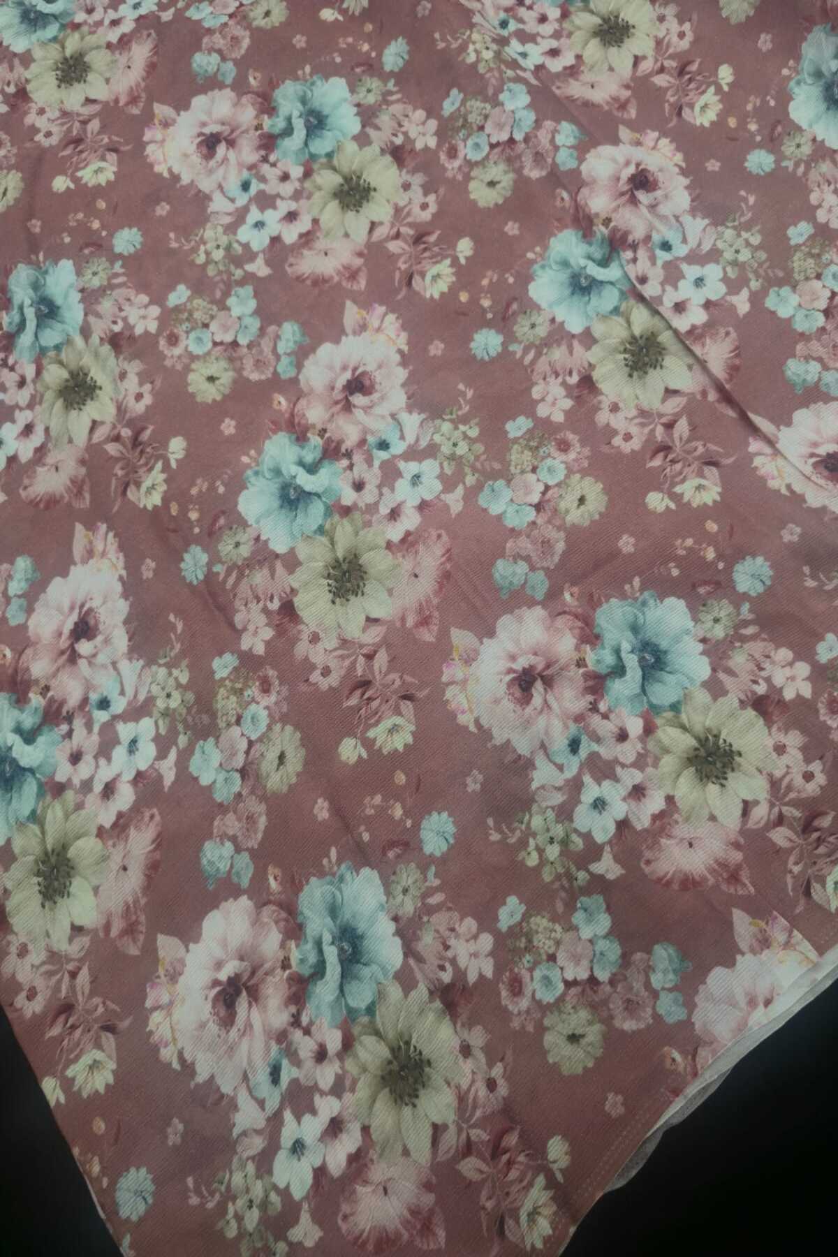 Corsage  Printed Pure Wrinkled Chinon Tissue Fabric